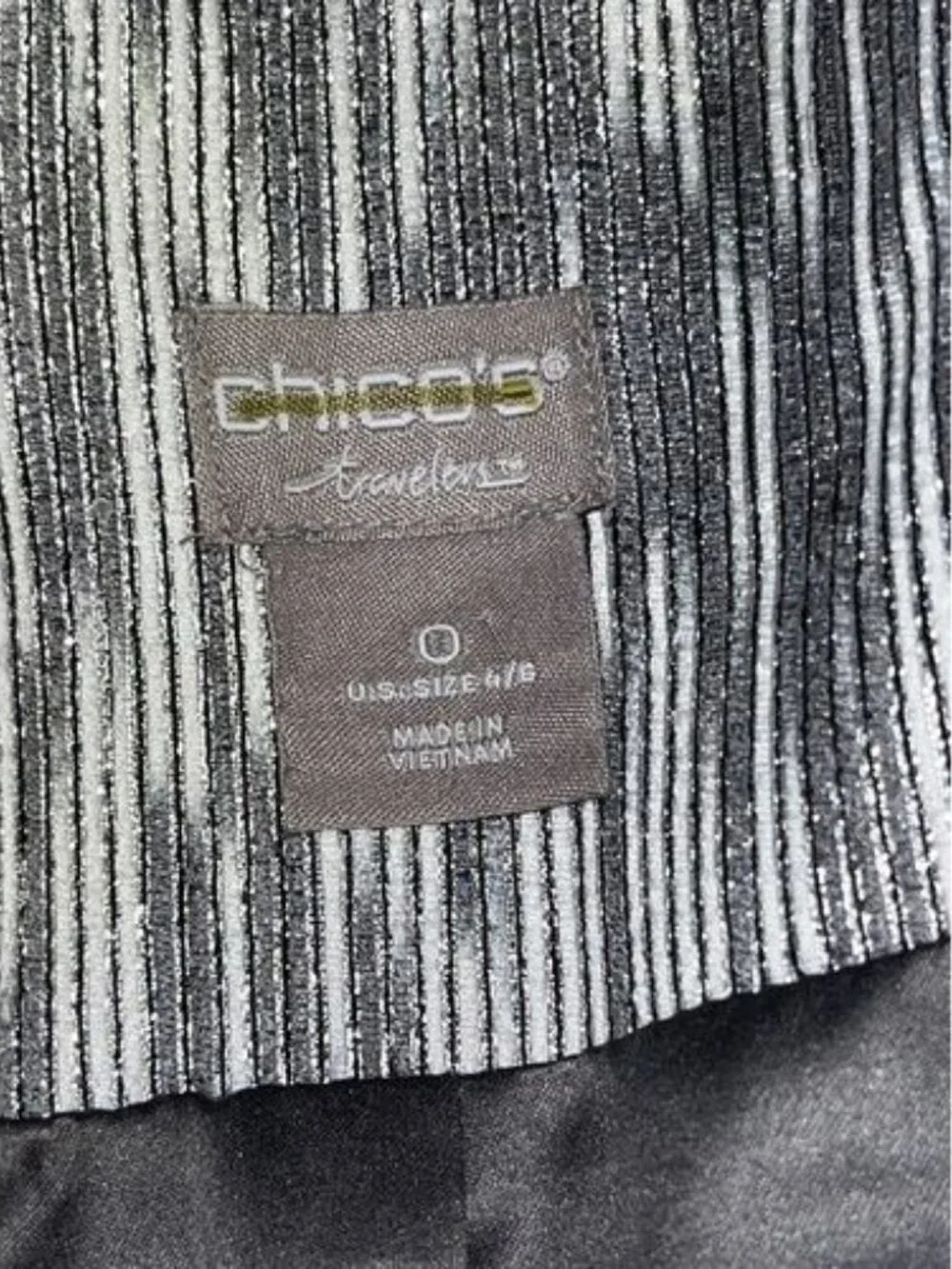 Chico's Silver and Black Striped Jacket